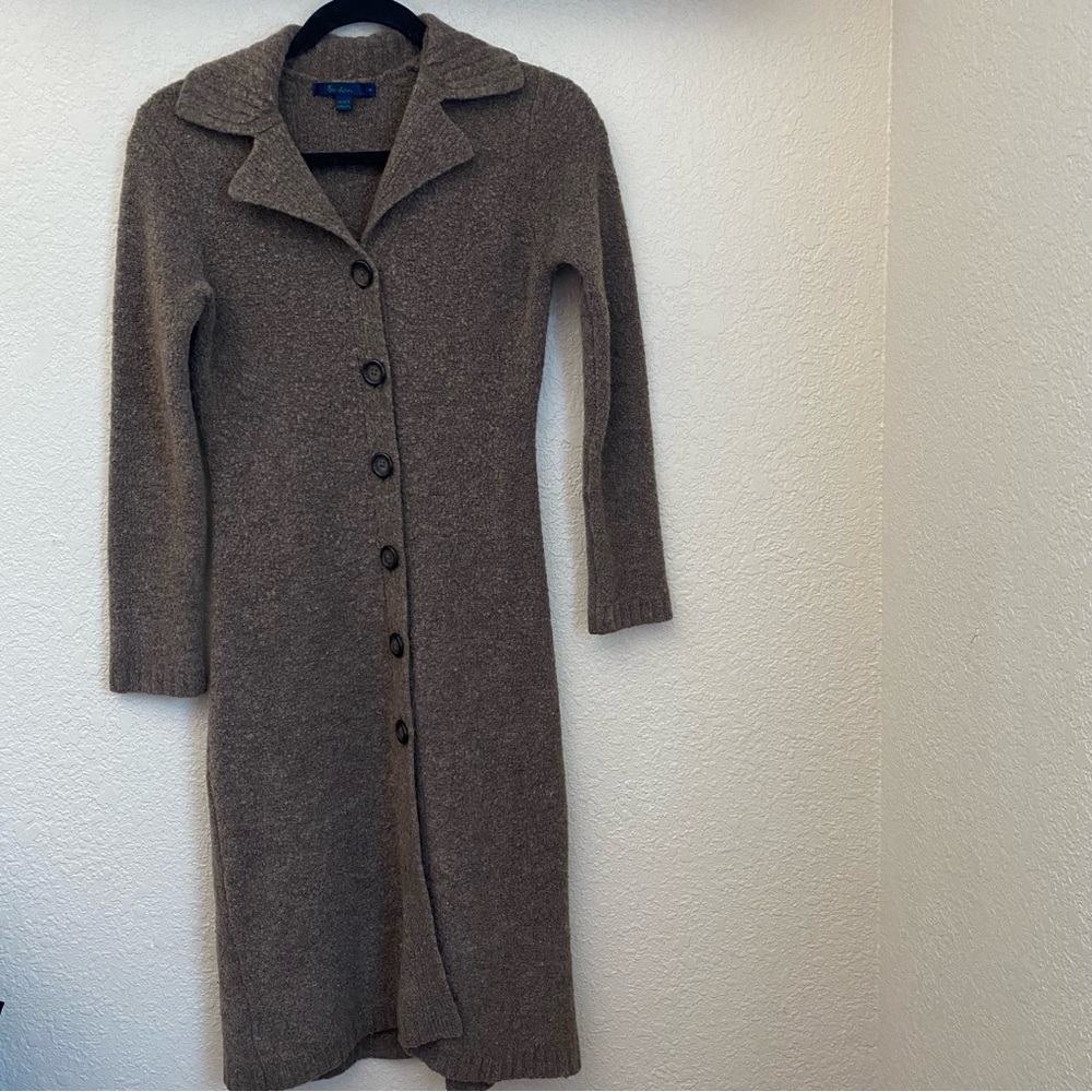 Boden long cardigan button up sweater brown size Small wool blend